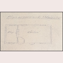 Dvärsätt hållplats, ritning på gamla hållplatsstugan i ärende Bbr 472/44