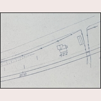 422 Sandbyhov på ritning 1944. Ritningen finns i Riksarkivet i ett ärende (Bbr 990/44) som inte gäller stugan. Den visas här för att i brist på bilder visa ungefär hur stugan såg ut.