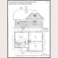 Deje banmästarstuga på ritning från okänt år. Bilden av ritningen är hämtad från Facebookgruppen NKlJ Nordmark Klarälvens Järnväg - järnvägen i våra hjärtan